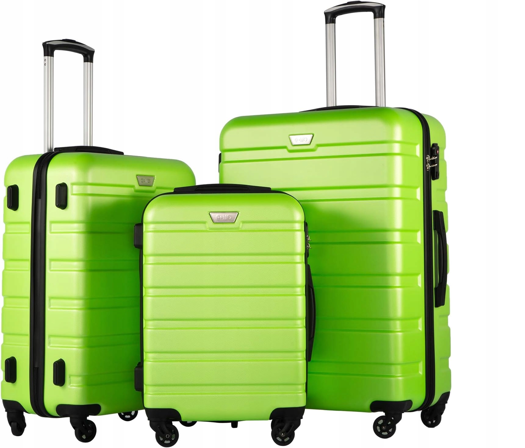 Coolife sada 3 kufrů M, L, XL, zelená