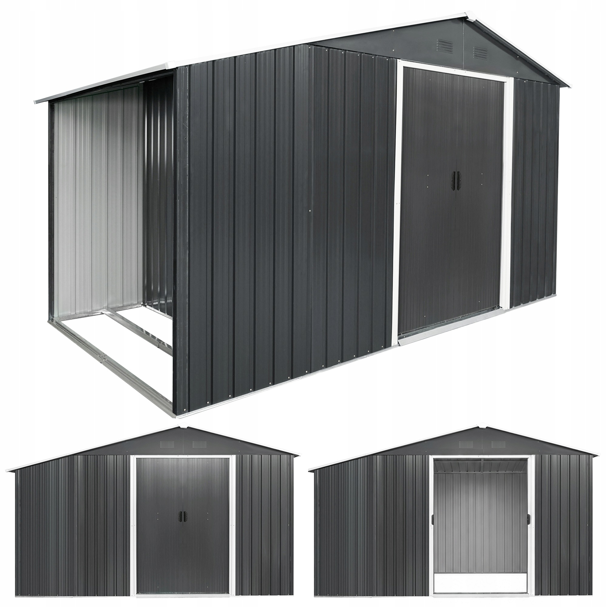Ocelový domek na nářadí 6,3 m2 dřevník 196x322x196 nástrojárna plechová
