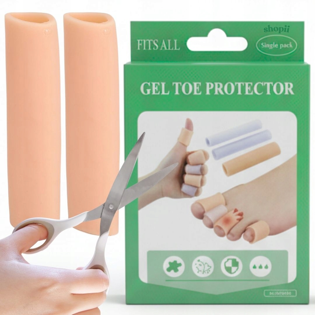 2x OSŁONKA SILIKONOWA NA PALCE ODCISKI OTARCIA DO DOCINANIA 2x 10CM - PRO