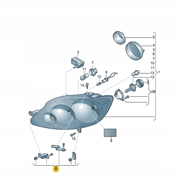 5M0998225 - Комплект для ремонта фар VW Golf Plus левый
