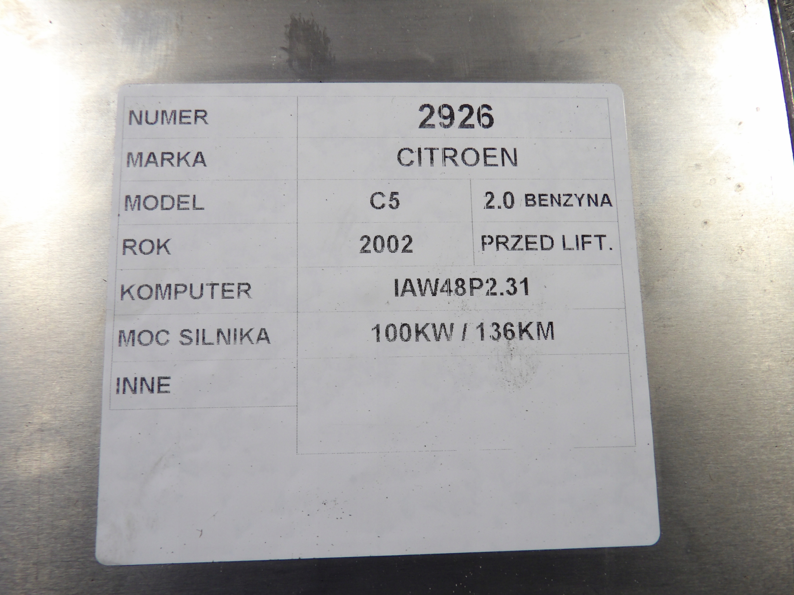 Citroen C5 e computer, Centralina 16469034, 9642606280 IAW48P2.31