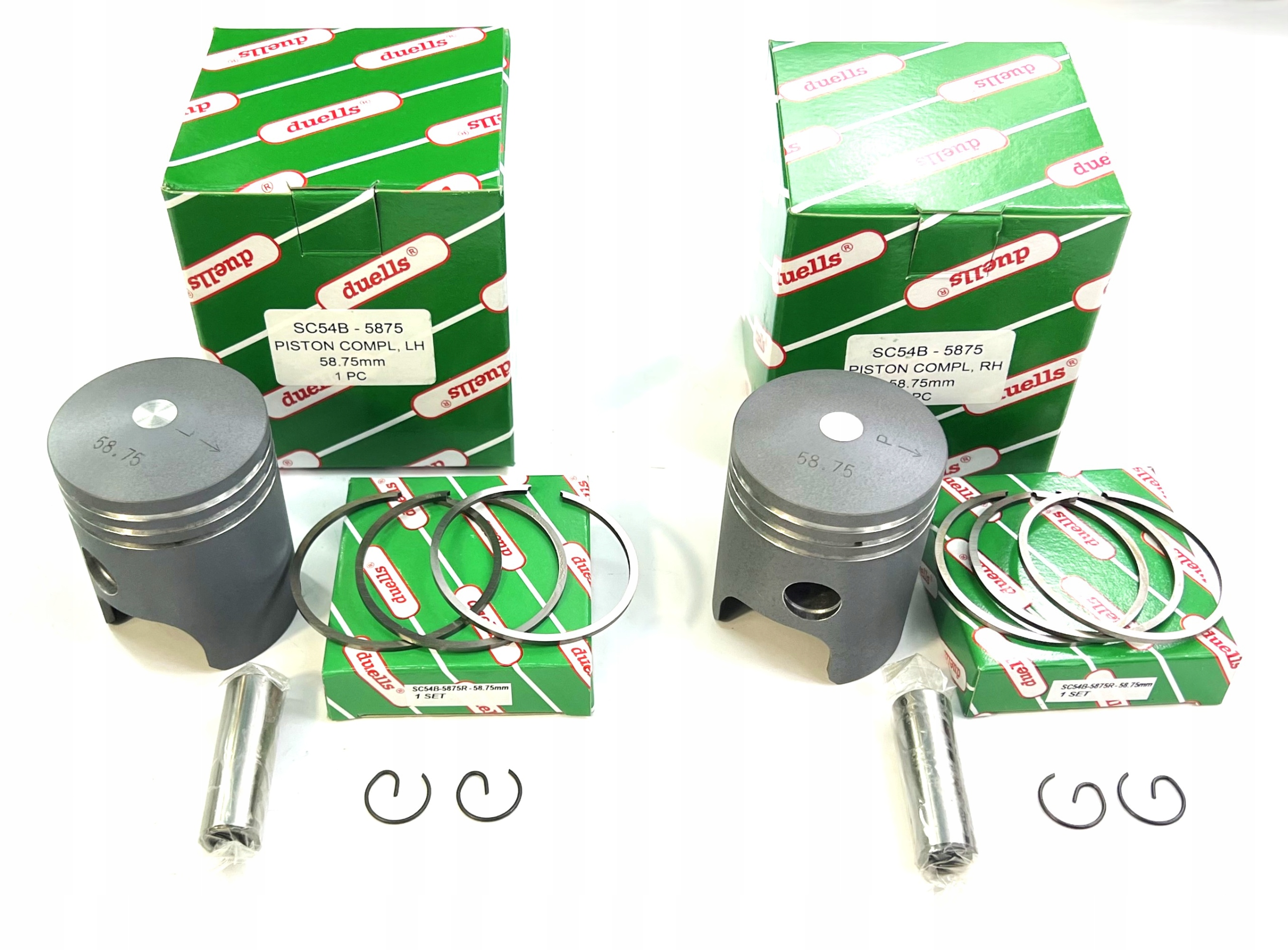 Piesty Jawa 350 Ts 638 639 640 R3 58,75 mm kpl Duells, eloxované, 3 brúsené, 12V