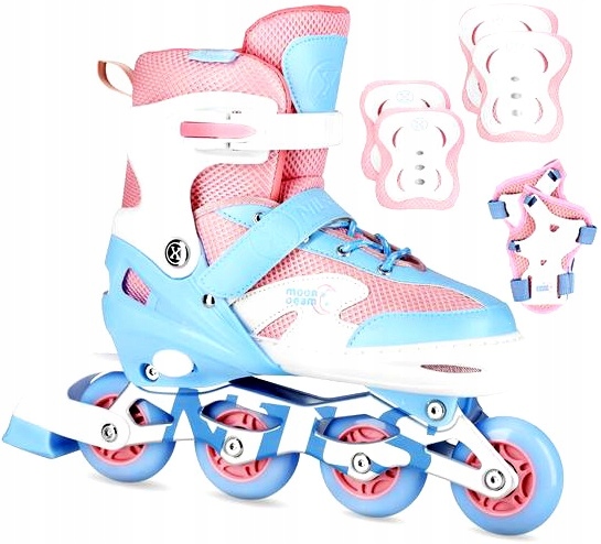 Sada Brusle 2v1 chrániče růžové Velikost 39-42 Svítící Led kola