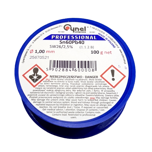 

1mm 0.1kg 100g Sn60Pb40 cyna z topnikiem Cynel