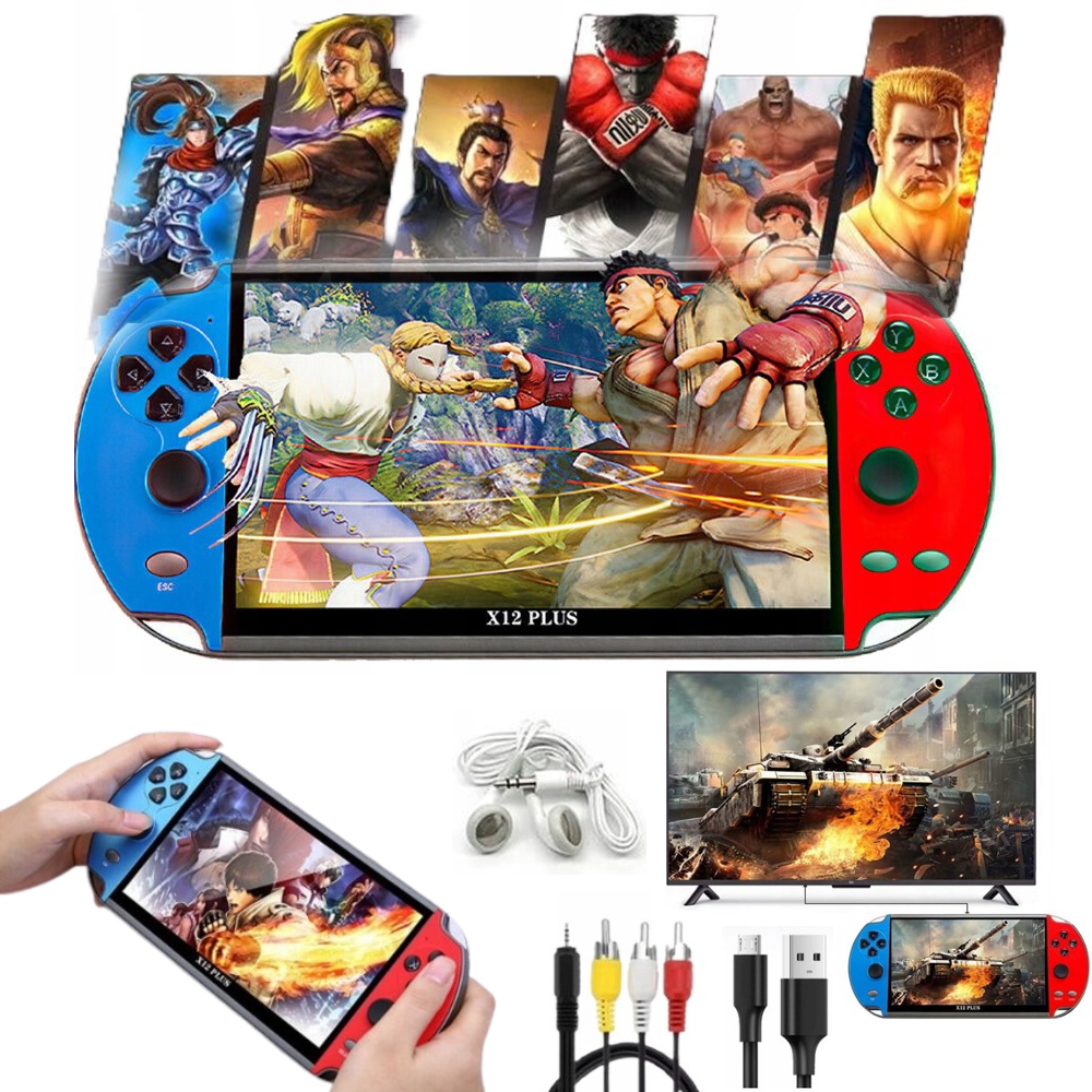 Konsola Przenośna X12 Plus Tv Do 2700 Gier Retro Mini 16GB Gra 7'' Ekran