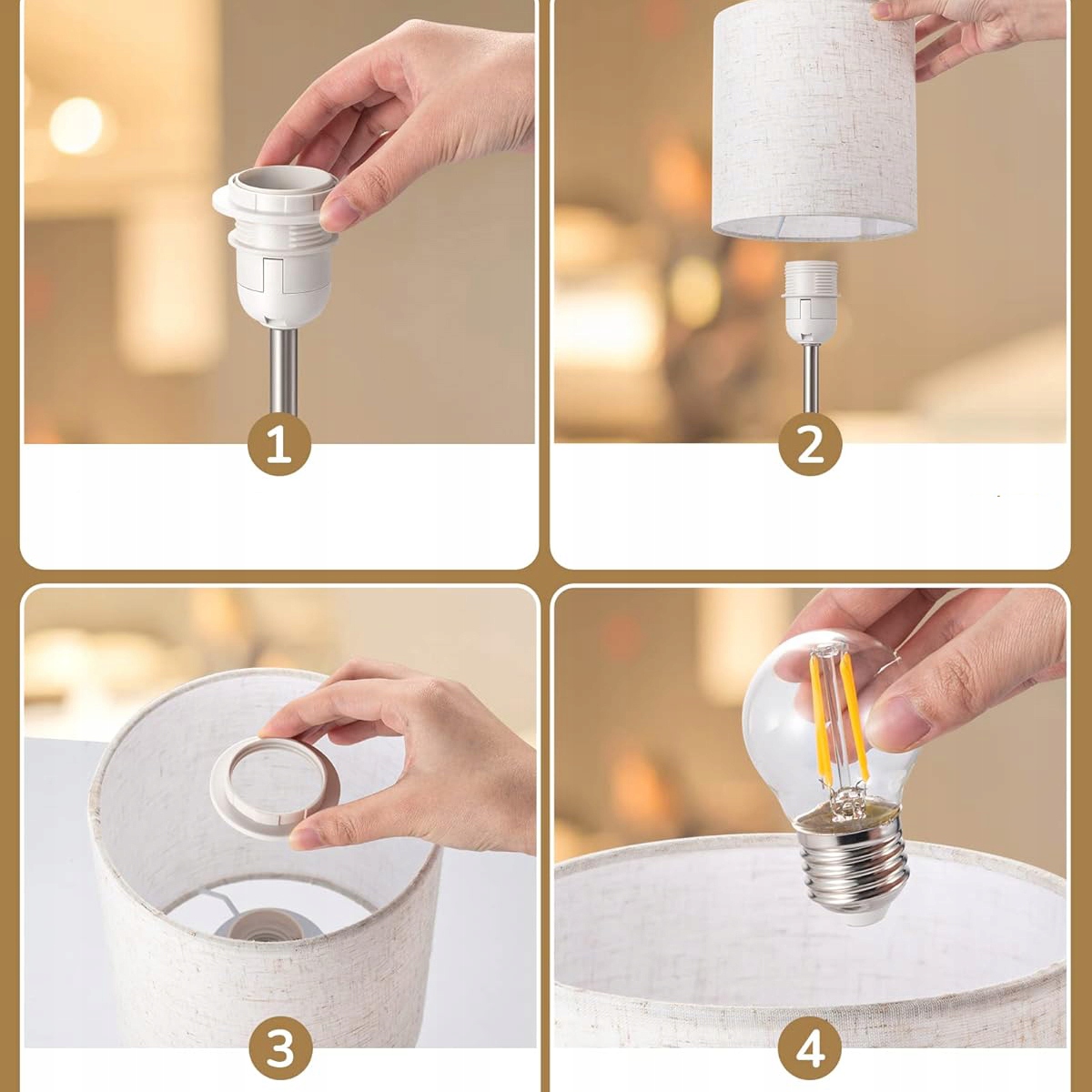 LINEN LAMPA STOŁOWA LED STEROWANIE DOTYKOWE 3000K USB A/Type-C ŁADOWANIE Zasilanie akumulatorowe