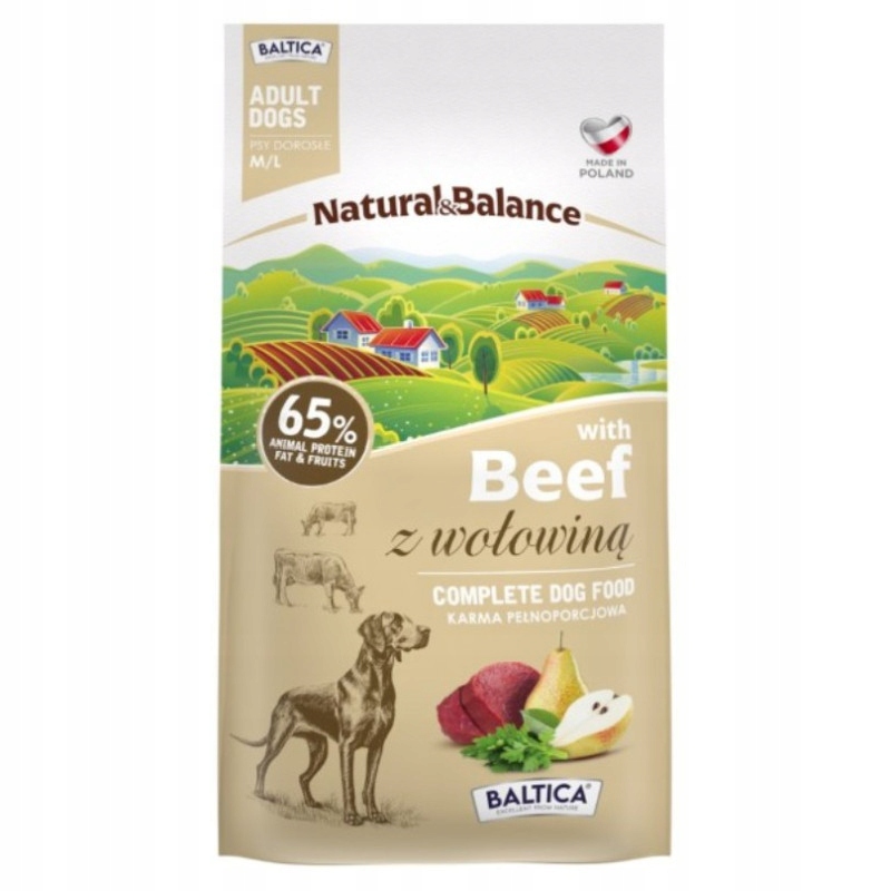 Baltica Beef Karma sucha wołowiną M/L 9kg karma pełnoporcjowa