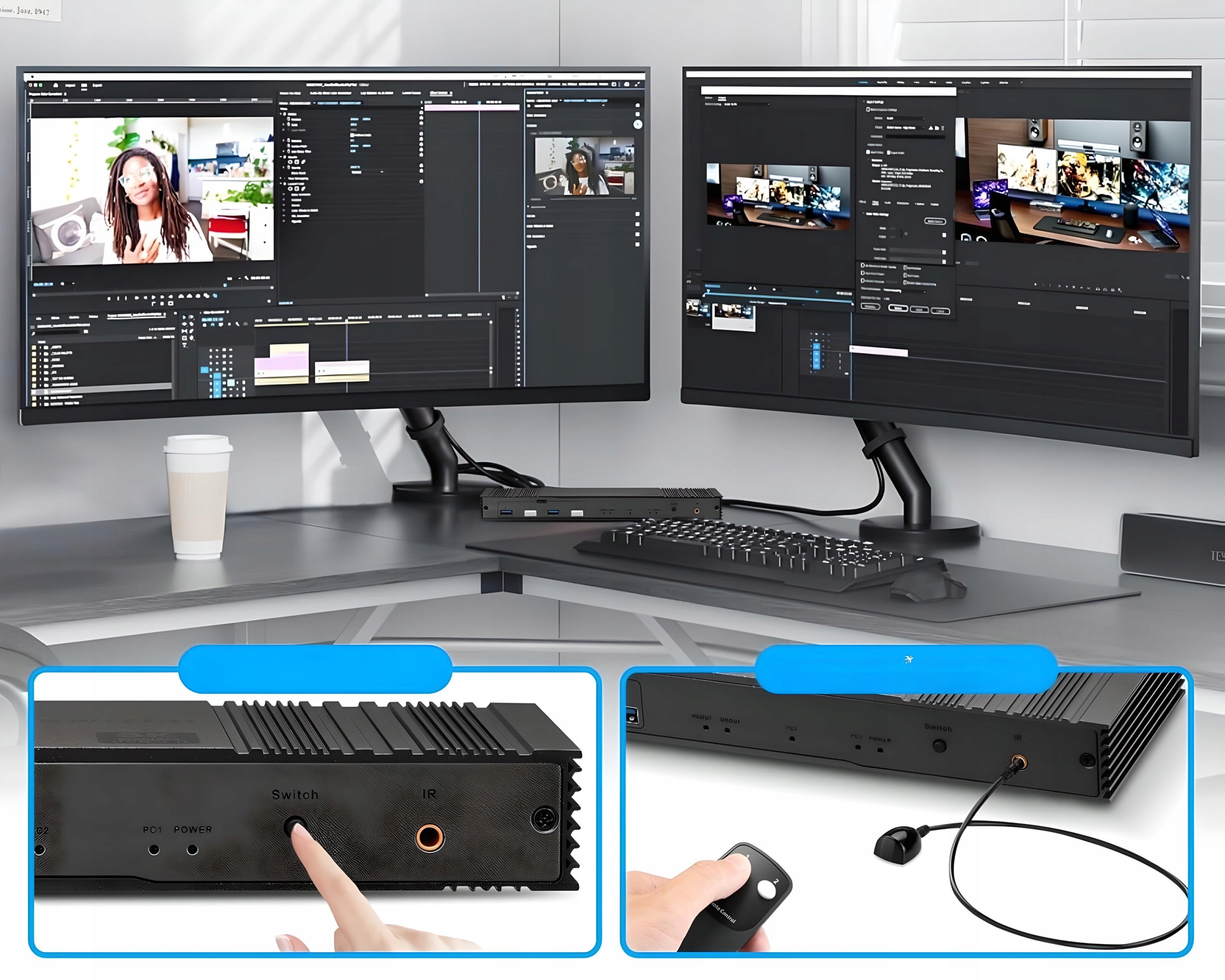 KVM Switch 2x2 HDMI DisplayPort KONSOLA DP USB 3.0 Przełącznik 2 Monitory Stan opakowania oryginalne