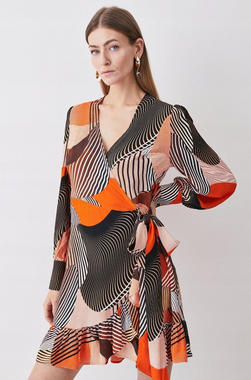 Karen Millen Šaty Obálkové S Vázáním 40 Y1Z