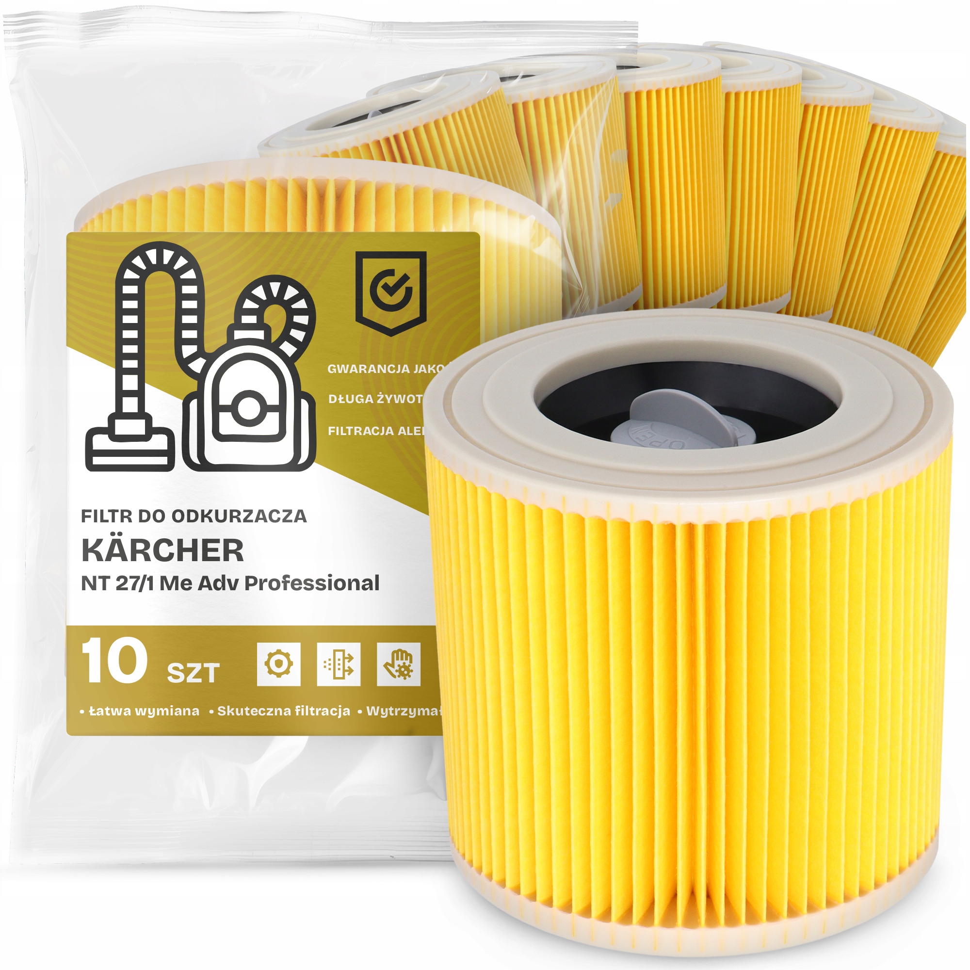 10 x Filtr Pro Vysavač Kärcher Nt 27/1 Me Adv Professional Vzduch Em-w