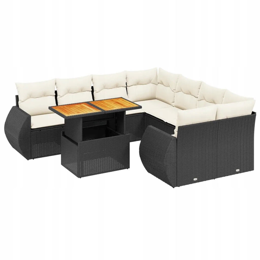 Set zahradního nábytku technorattan vidaXL černý 9 el.