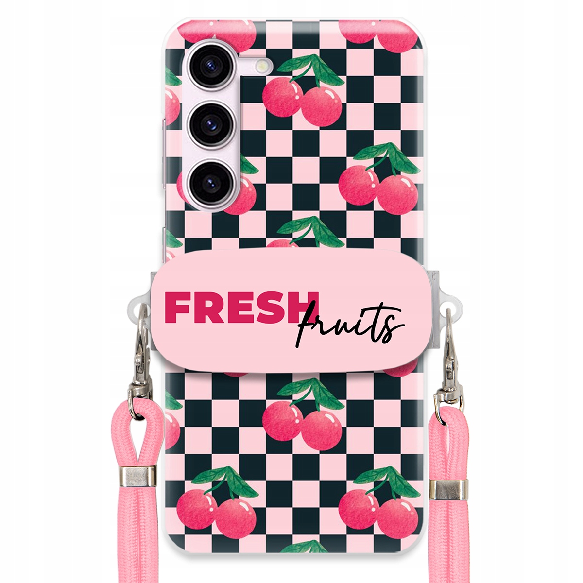 Puzdro pre Samsung S23 Fe Crossbody vodítko držiak šachovnice Fresh Fruits