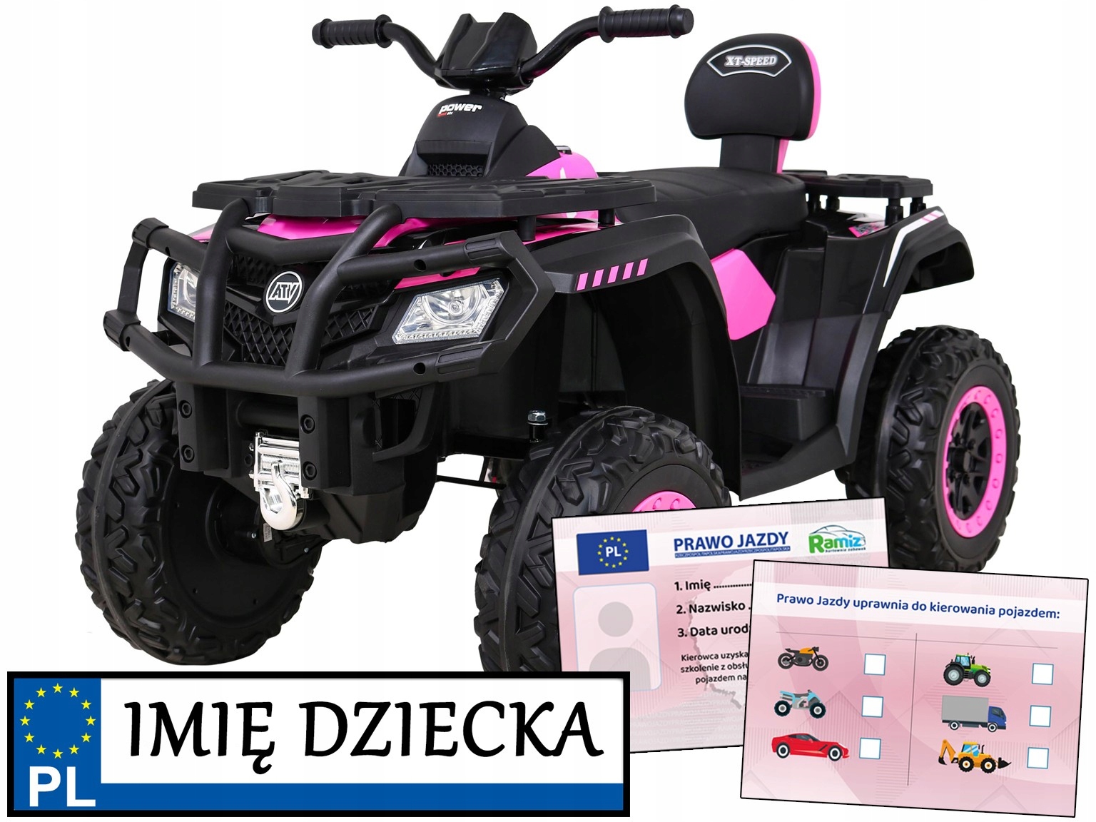 quad na akumulator dla dziewczynki XT-Speed 4 mocne silniki 80W Eva