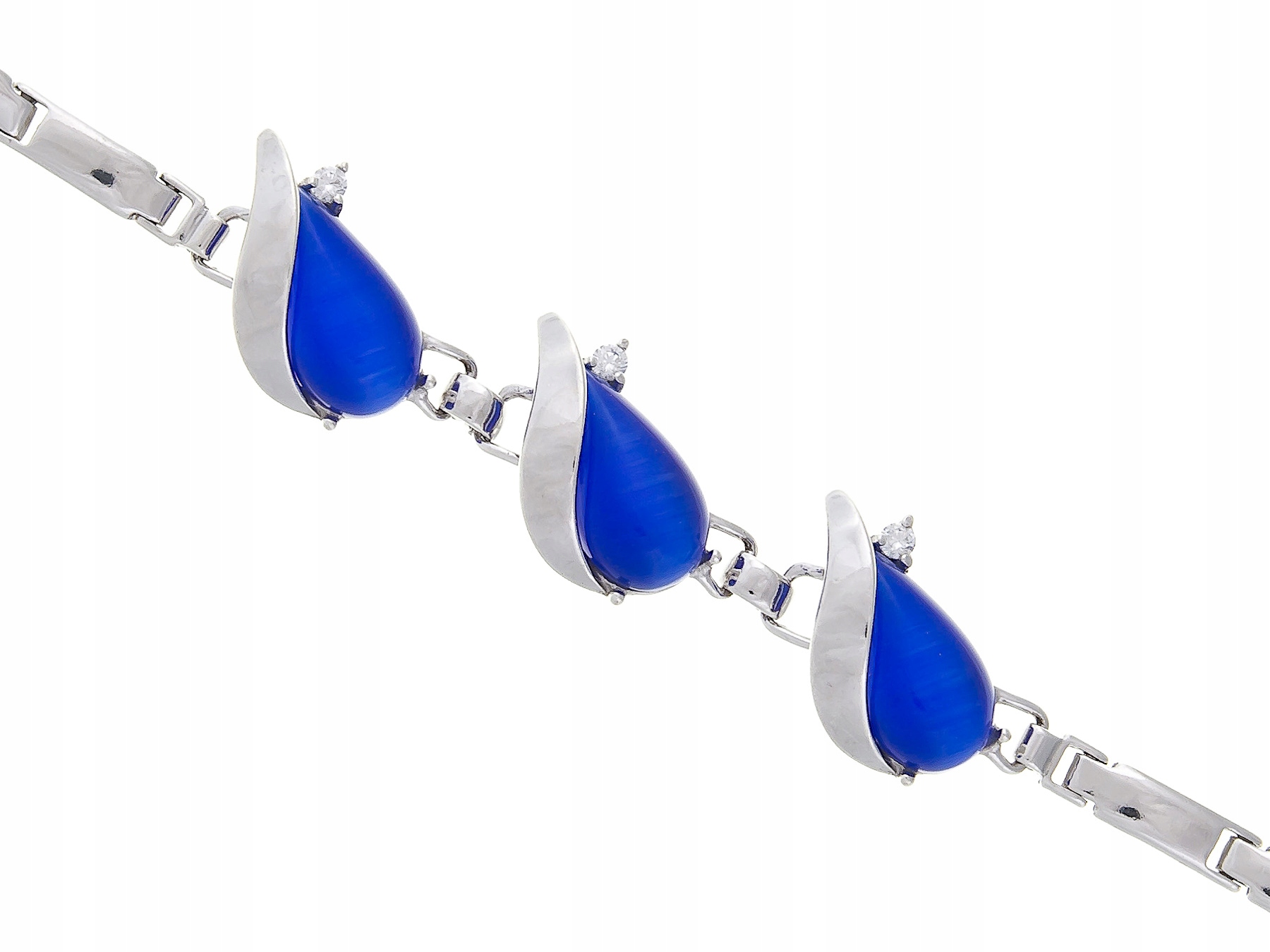 Stříbrný Náramek Ze Safíru, Rhodiovaný