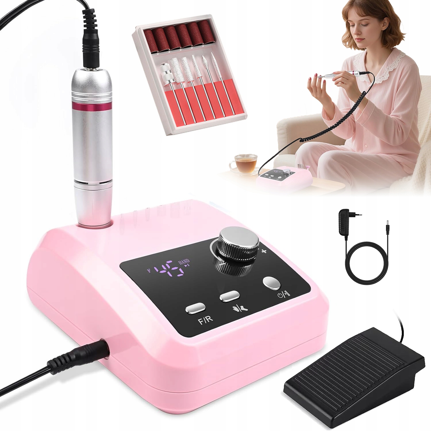 Elektrická Bruska Na Nehty Profesionální Sada 45000 Km S Pedálem