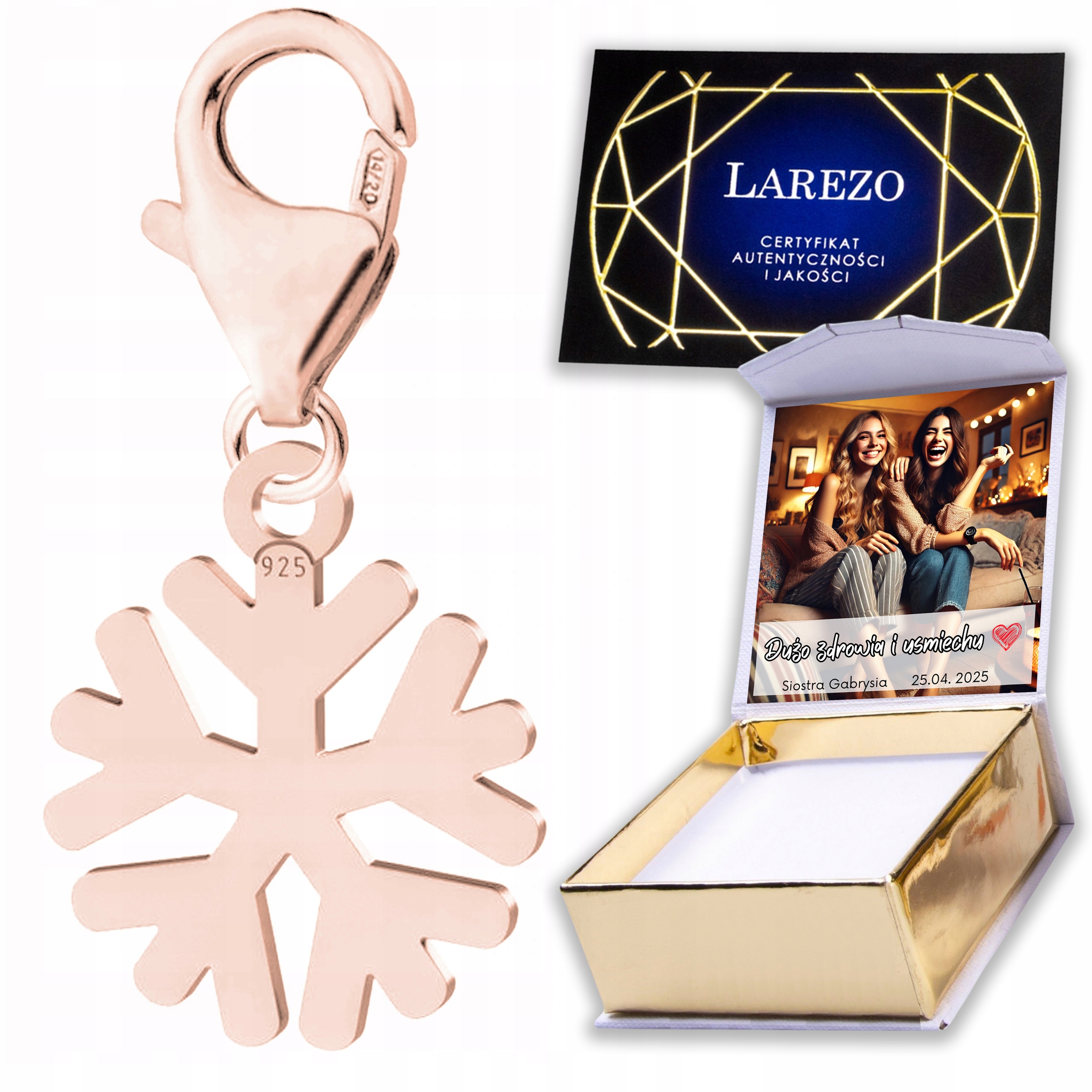 Pozlacený přívěsek 925 se Sněhovou vločkou Zima, Sněhová vločka, Potisk