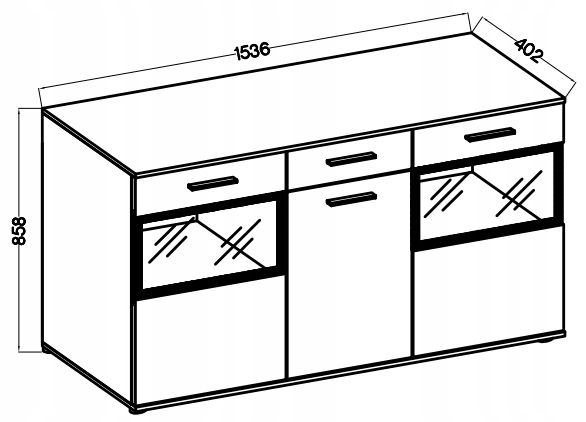 Meblościanka EMMA+komoda oświetlenie LED, 3 kolory Montaż meble do samodzielnego montażu