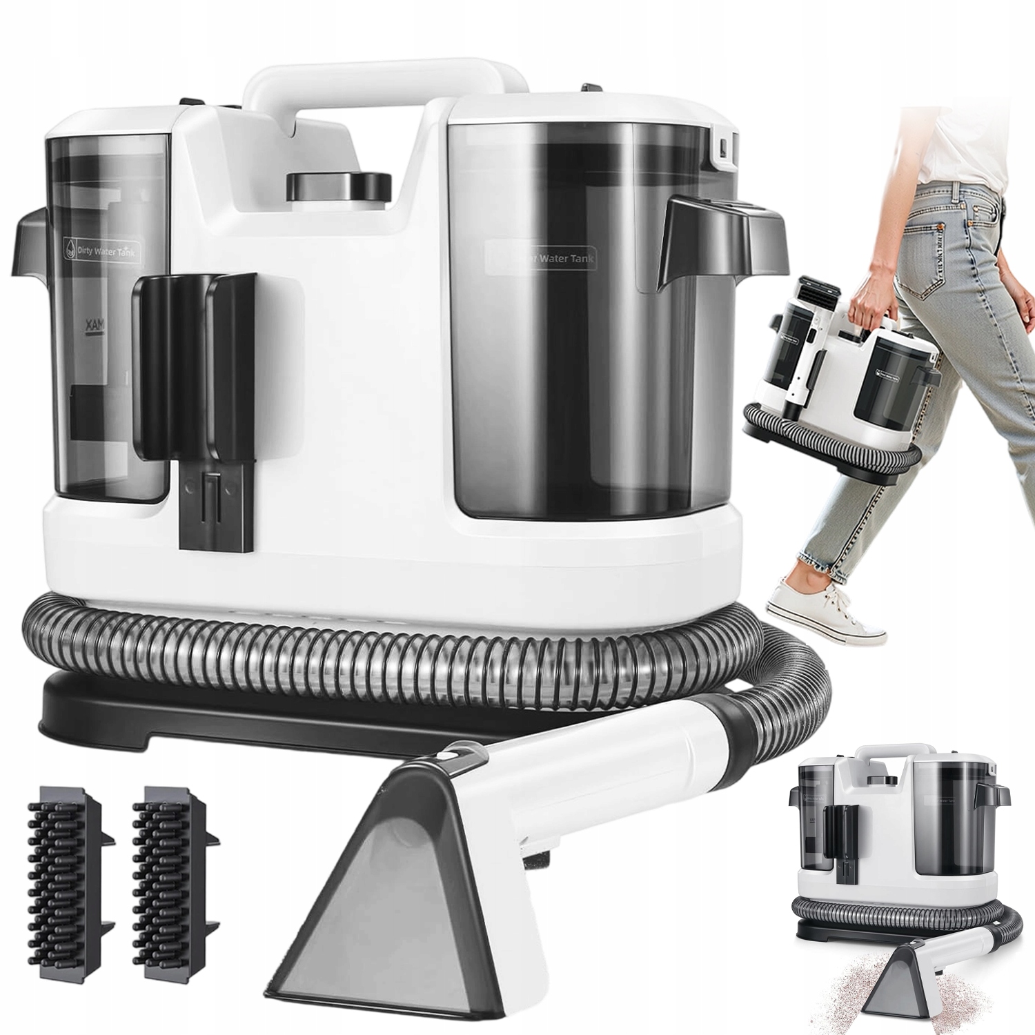 Vysavač 450W Na Koberce A Kartáče V Jednom 2 Nádrže Přenosný 1.8L