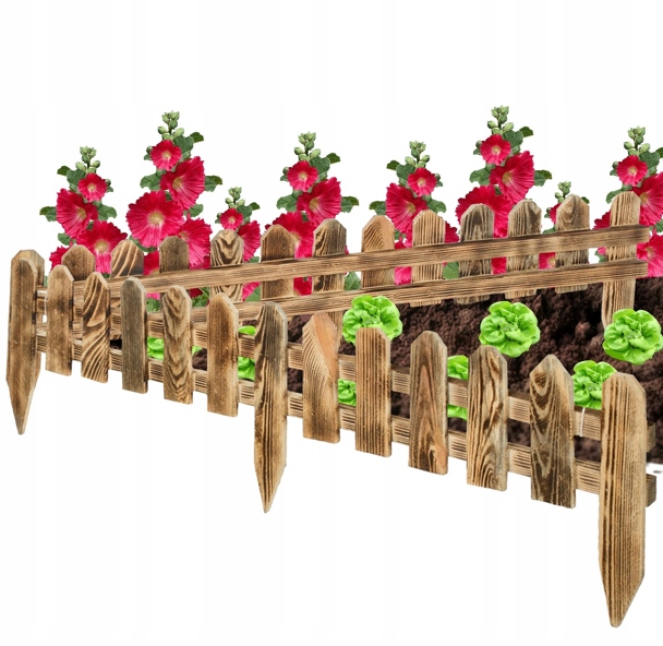 10xPłotek Drewniany Ogrodowy Obrzeże Opalany 120cm