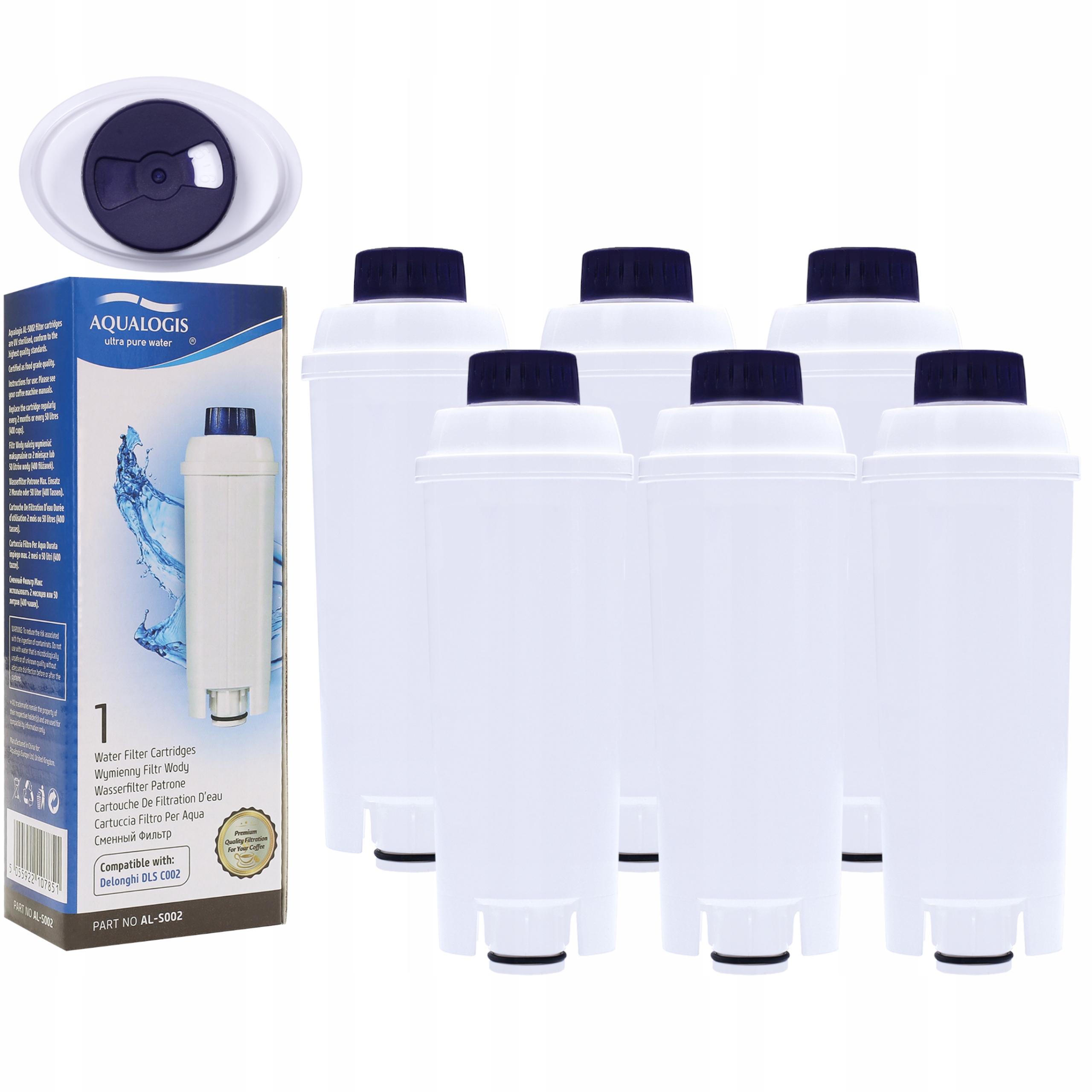 6x filtr do ekspresu Delonghi Dinamica Plus Ecam Eletta wkład Aqualogis