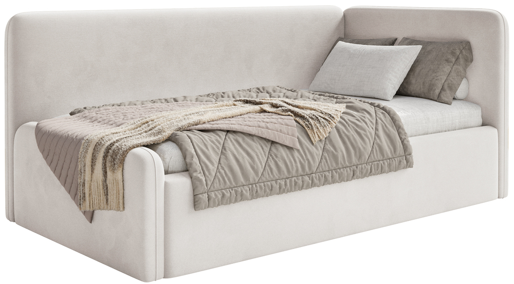 Postel pro mláděž 90x200 cm Fanklo světle béžová sametová