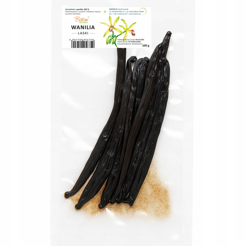 Wanilia laski premium długie +20cm mięsiste aromatyczne 100g Batom
