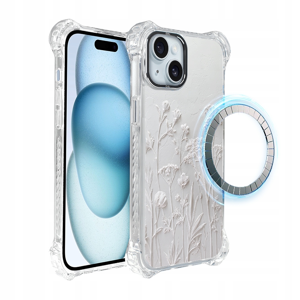 Pouzdro pro iPhone 15 Ibizu DropGuard Ultra s MagSafe, sušené polní květy