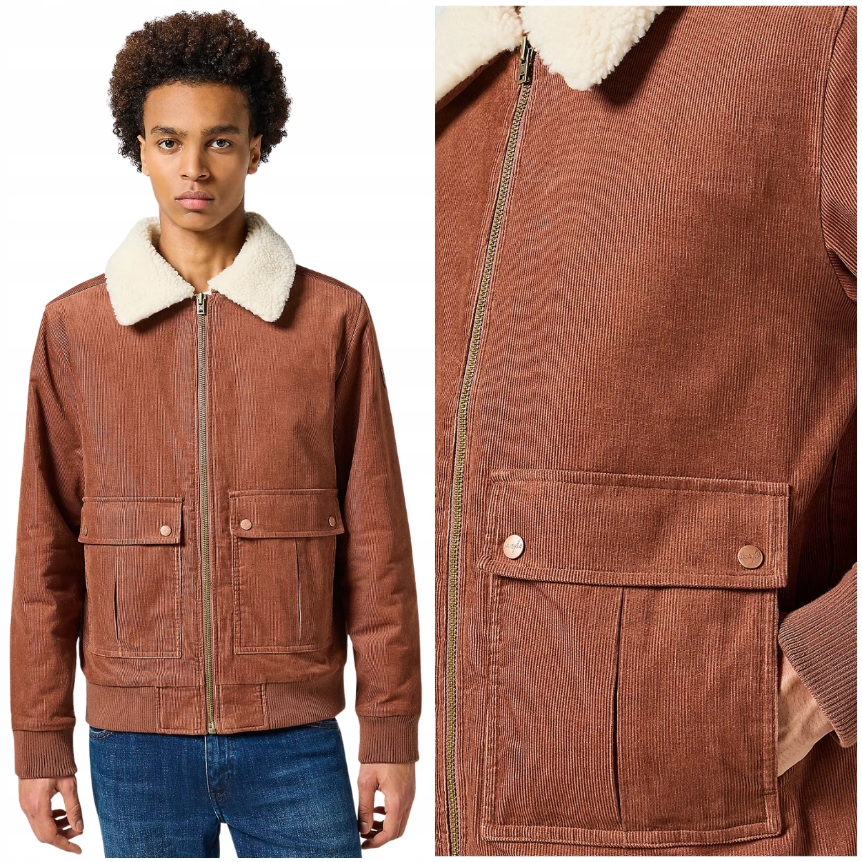 Wrangler Corduroy Aviator Root Beer šusťáková zateplená pilotní bunda L