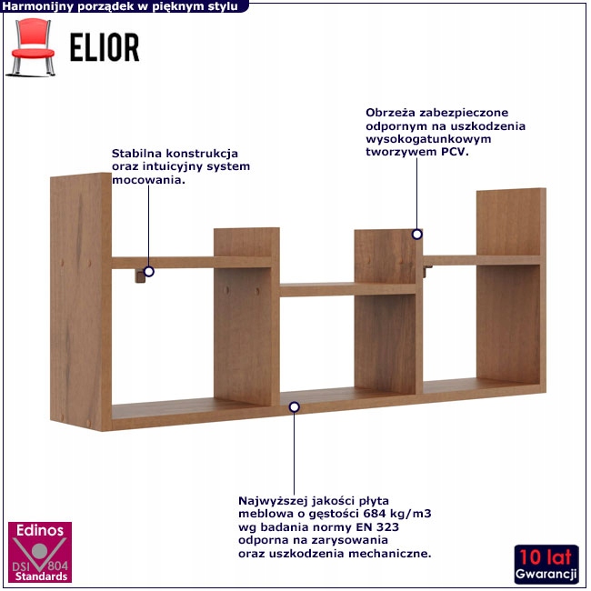 MINIMALISTYCZNA PÓŁKA NA ŚCIANĘ WISZĄCA DO SALONU Kod producenta P528VQYi