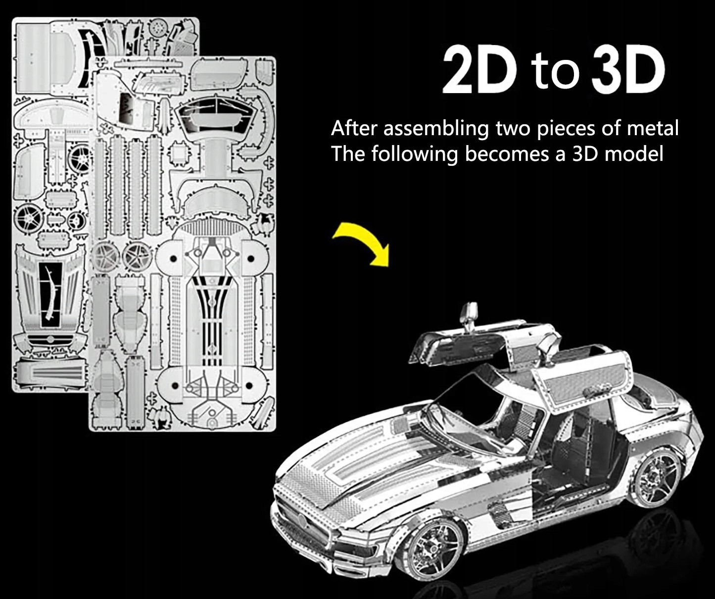SPORTOWY samochód MERCEDES MB-188 metal model 14+ METALOWE PUZZLE 3D Wiek dziecka 5 lat +