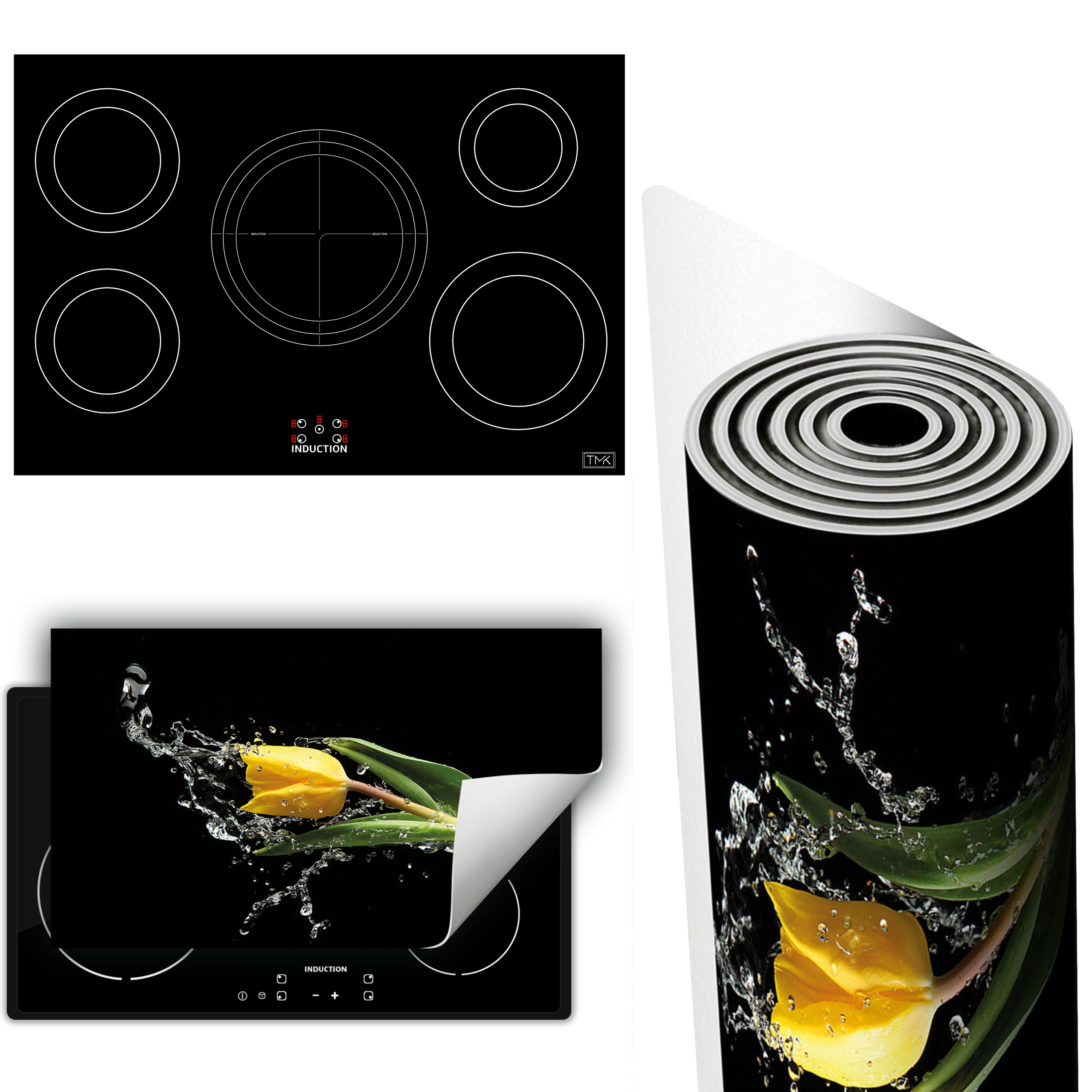 Vinylová Podložka Na Ochranu Kuchyňské Desky 90x52 černá tulipán