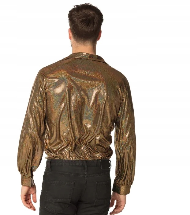 KOSZULA DISCO MEN ZŁOTA BŁYSZCZĄCA ROZM. M/L LATA 70' 80' 90' Marka Boland