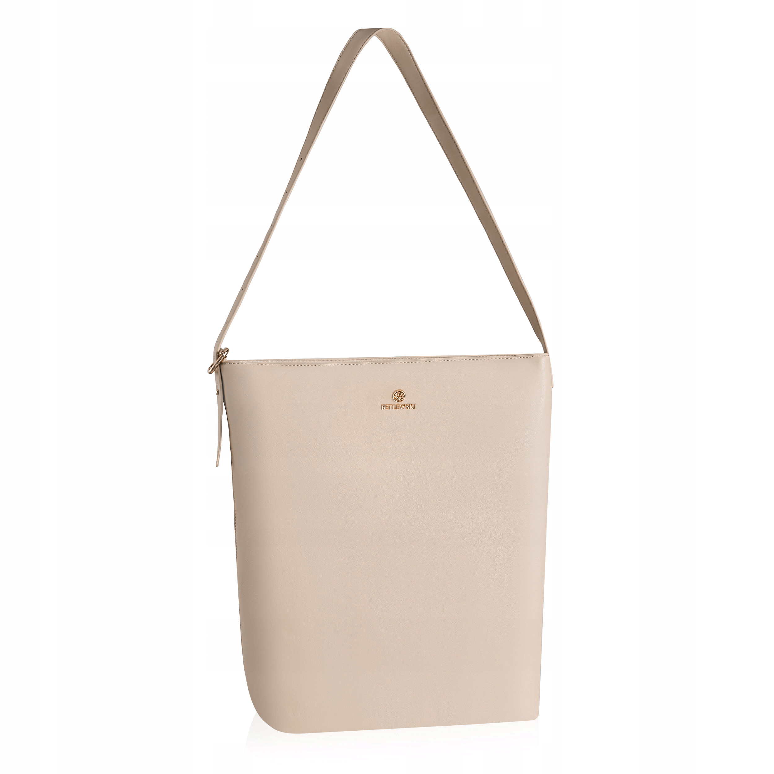 Betlewski elegantní dámská shopper kabelka přes rameno béžová eko kůže