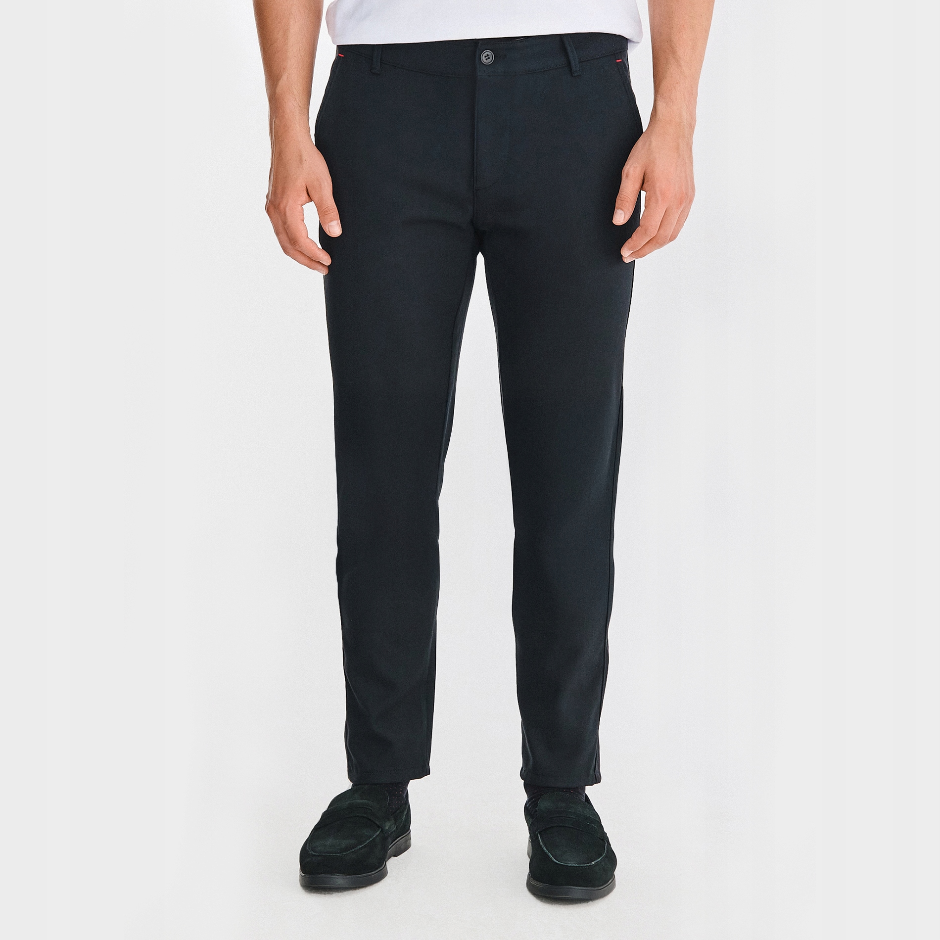 Elegantní ležérní kalhoty v tmavě modré barvě Pako Lorente vel L32 W40