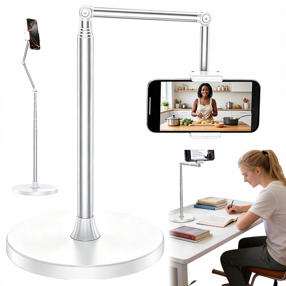 Podlahový Stojan Na Tablet, Nastavitelný Držák Na Telefon, Bílý, 30-152 CM