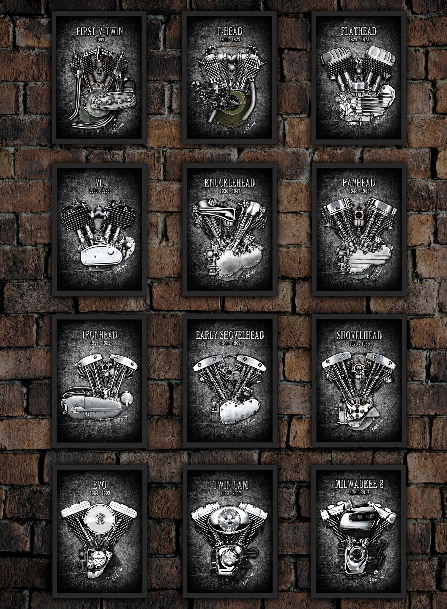 Sada 12 Grafických Motorov Harley Davidson A3 Darček