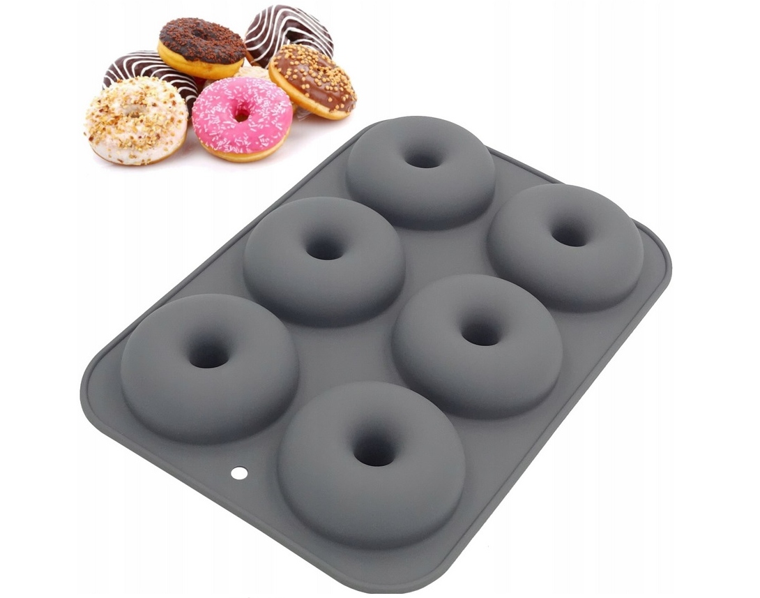 

Silikonowa Forma Do 6 Donutów Szara 2 Sztuki