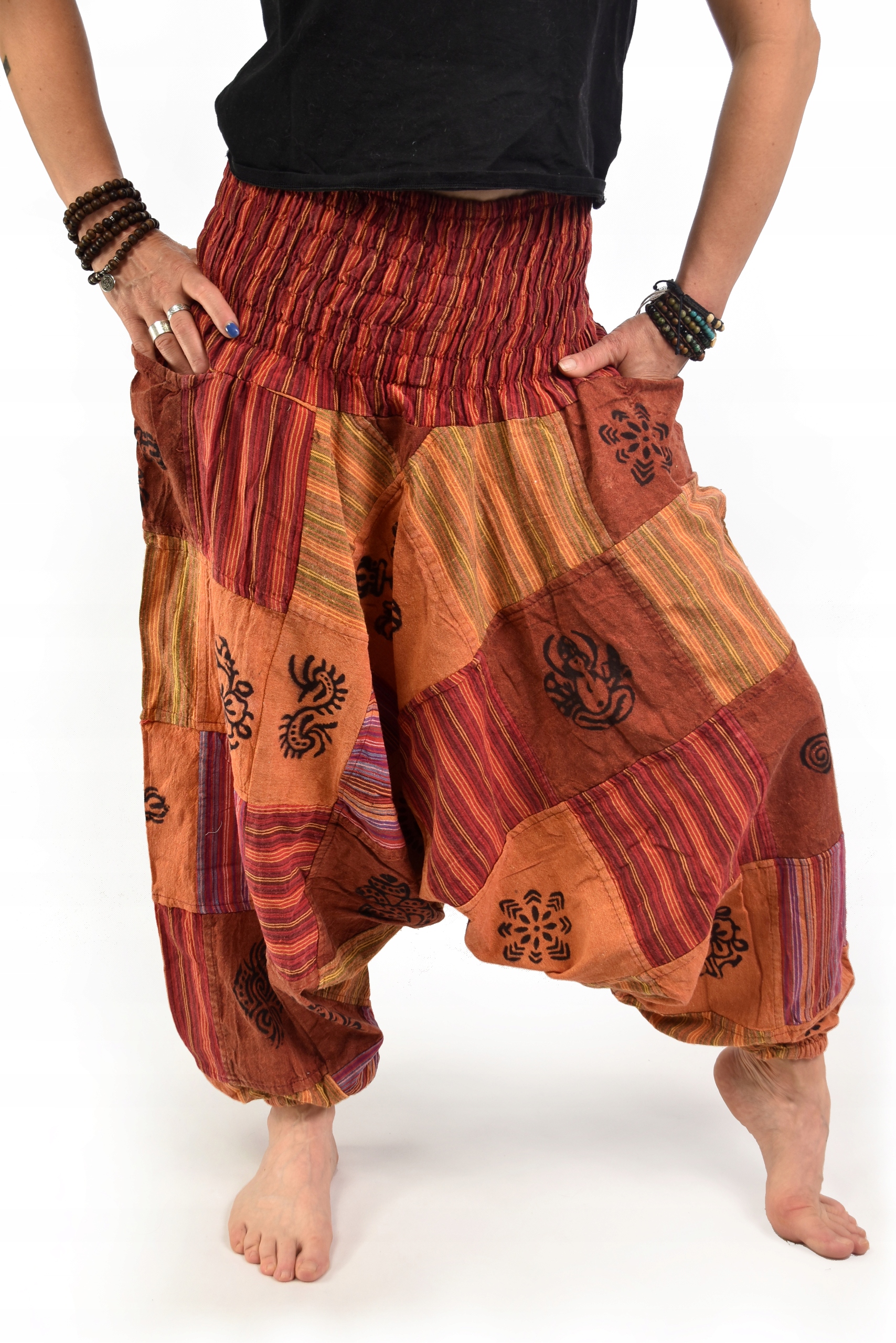 Szarawary NEPAL Alladynki SZEROKI PAS patchwork