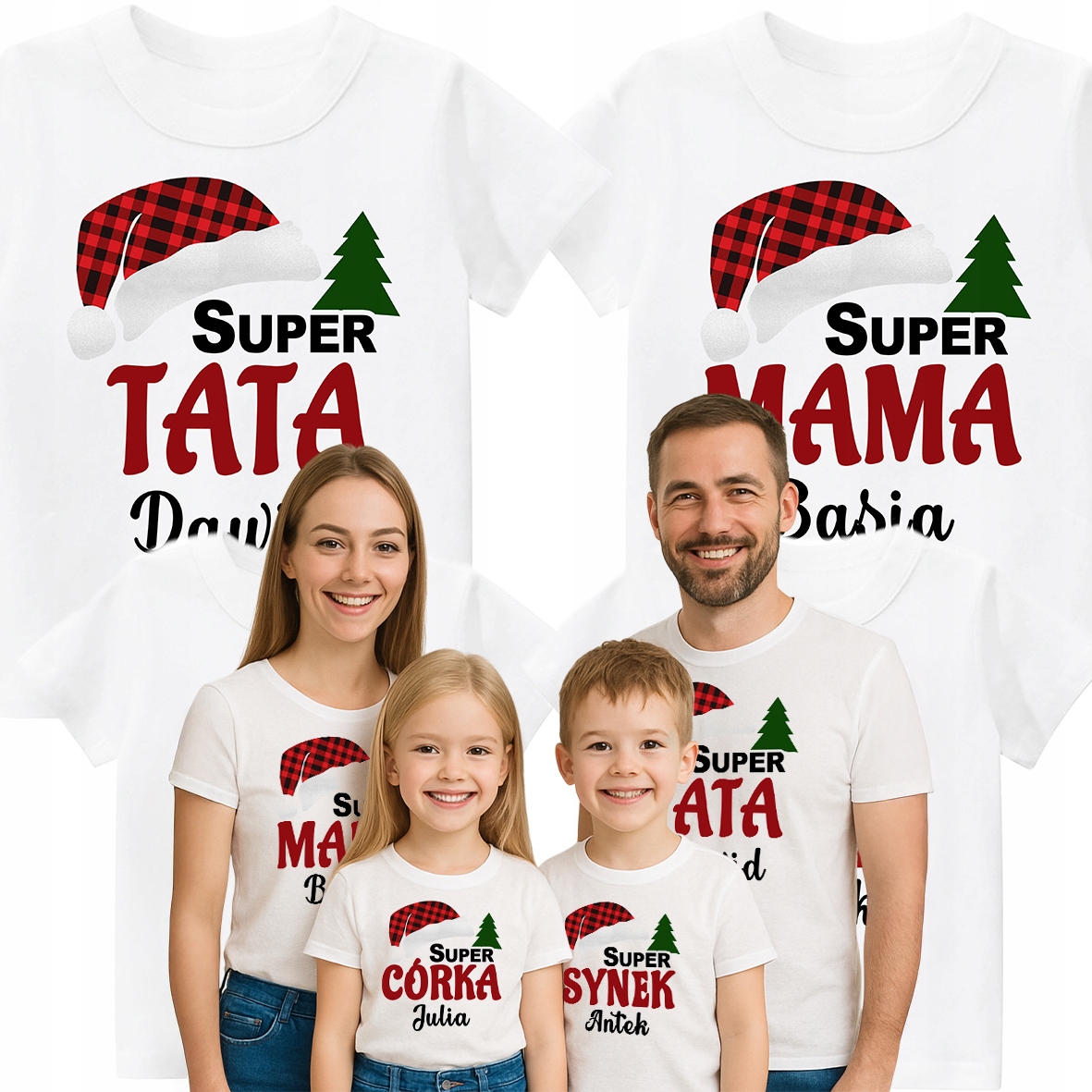 Sada vánočních rodinných triček Maminka Táta Děti Libovolné velikosti