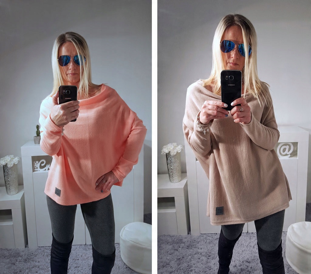 

Sweterek Oversize Tunika Sweter Wool Odkryte Ramię