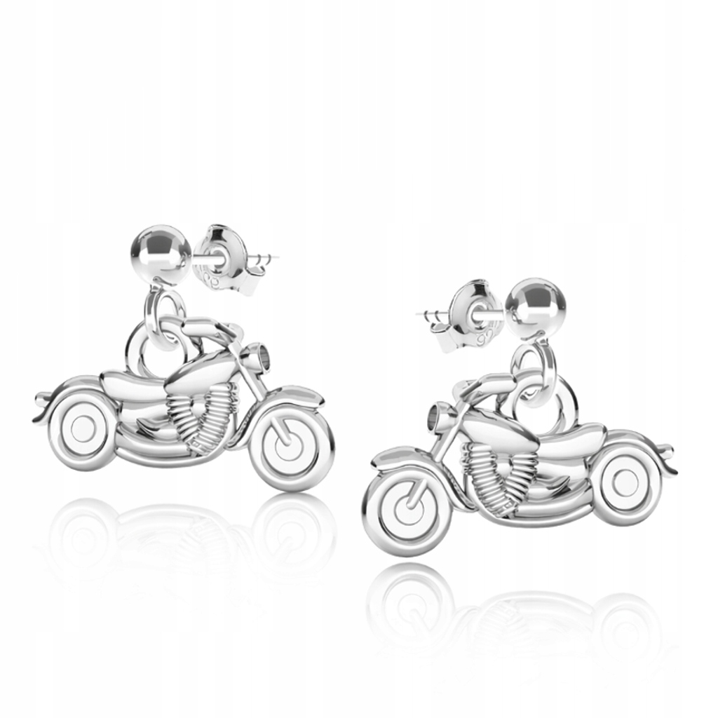 Stříbrné náušnice 3D motivem motocyklu Harley Chopper, Stříbro 925