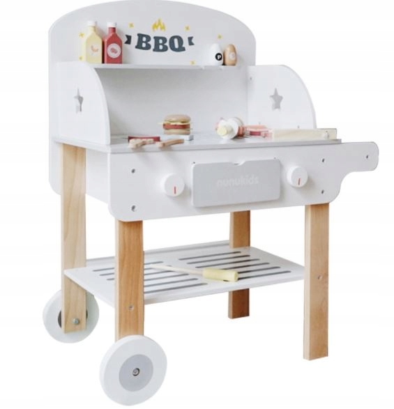 Drewniany Grill Dla Dzieci Nunukids Grillowanie Bbq Duży Zestaw Akcesoriów