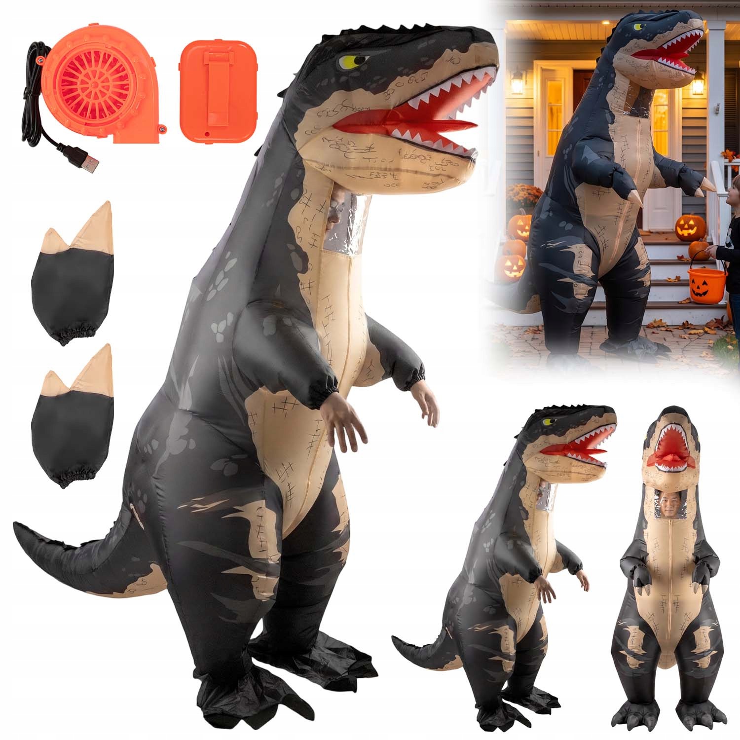 Nafukovací Kostým Dinosaurus Kostým Převlek T-rex 160-190 CM Na Halloween