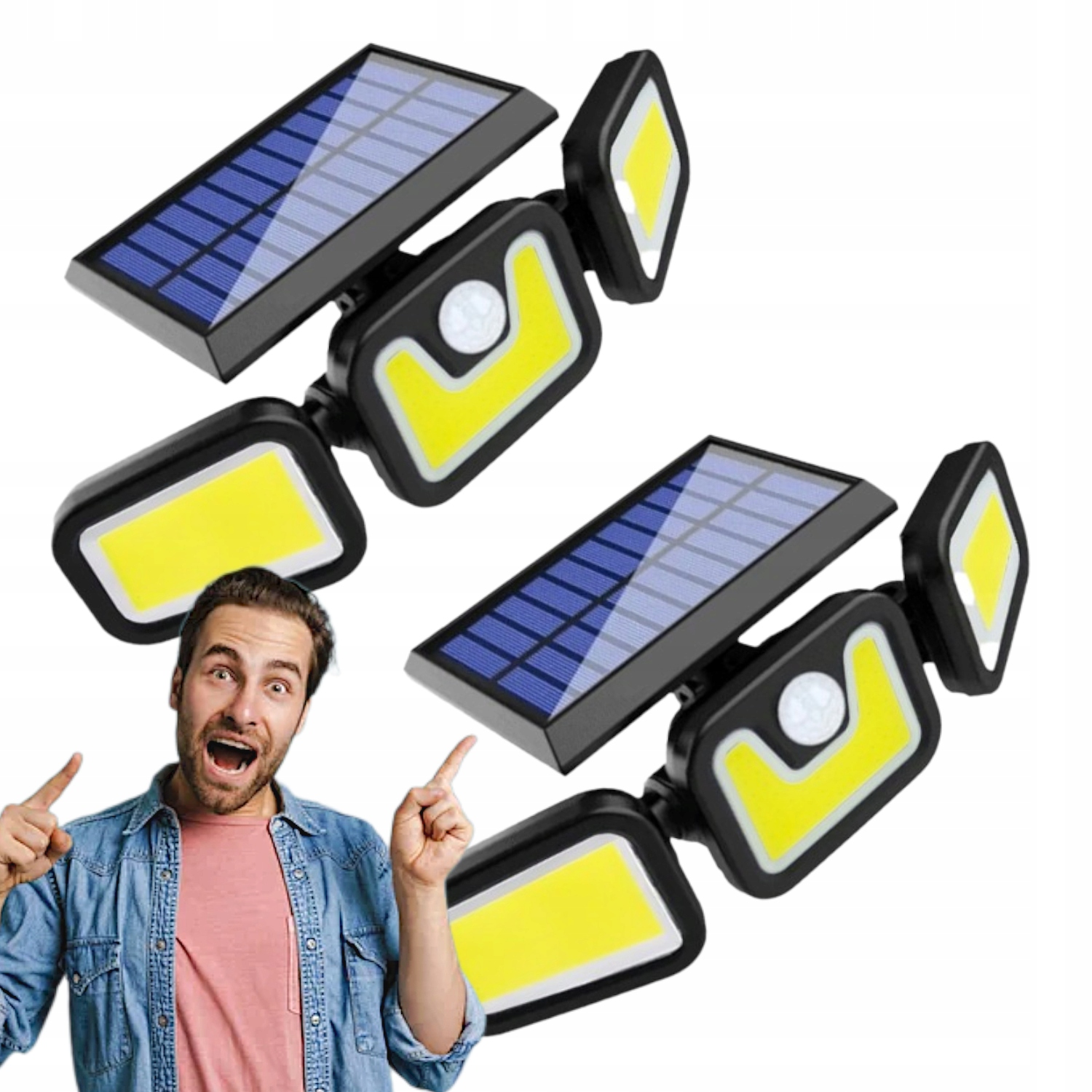 2x Solární Lampa Led pouliční lampa se solárním panelem, senzor pohybu soumraku