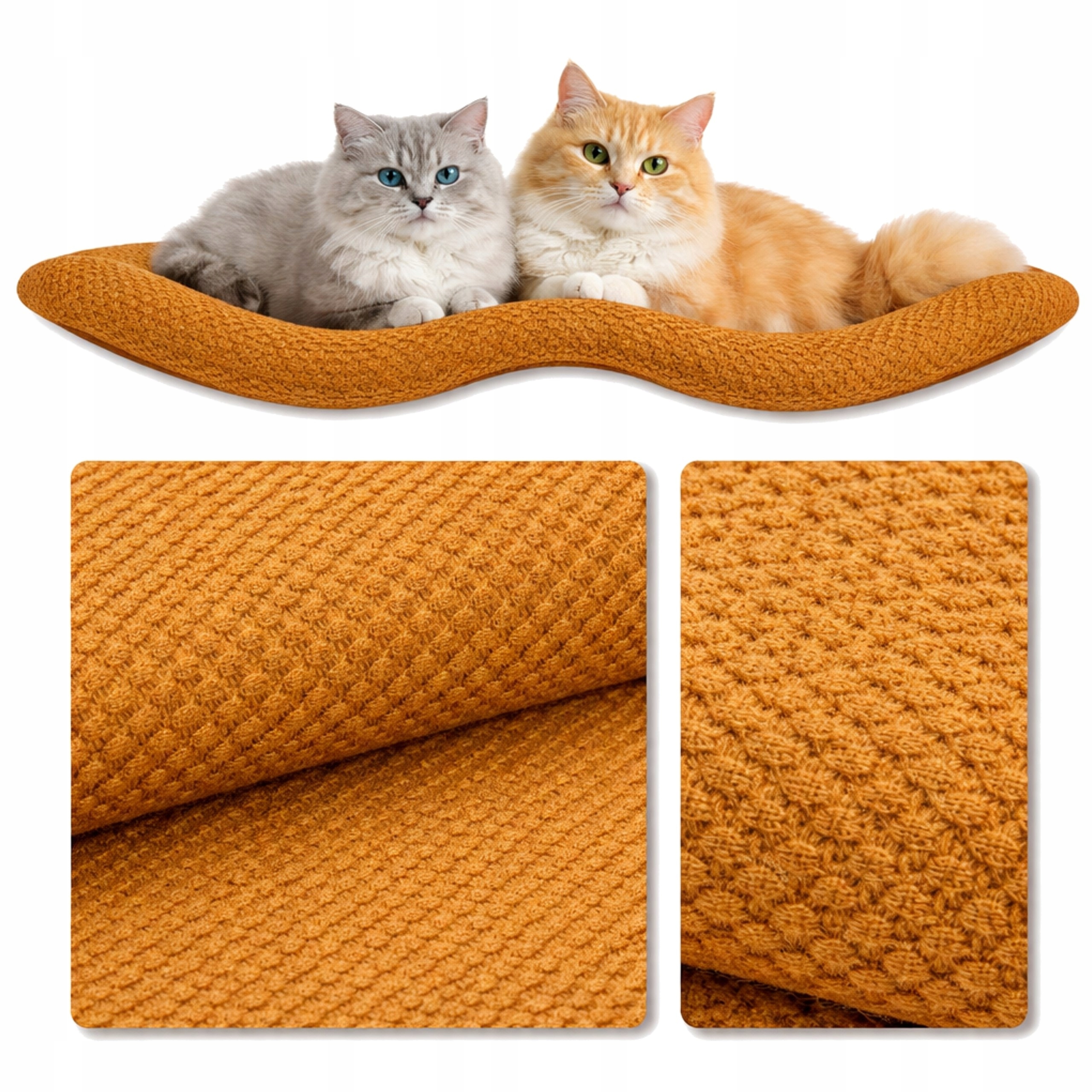 Levně Pelíšek Nástěnná Police Pro Kočky Dvojitý Oblouk 100x32x4 Dot Mustard