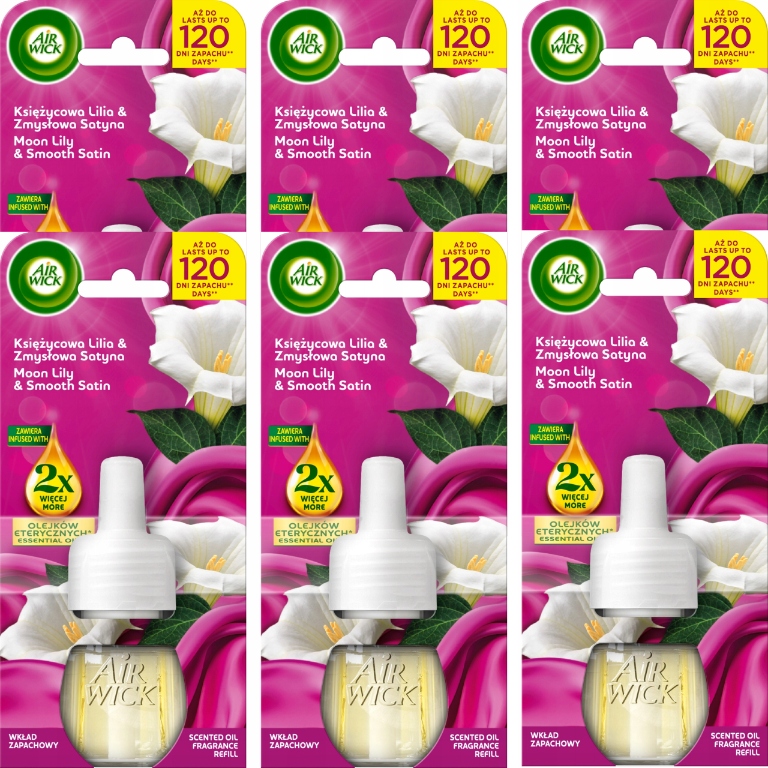 Air Wick Náhradní náplň Vůně Měsíční lilie Smyslná saténová 19 ml 6 Ks