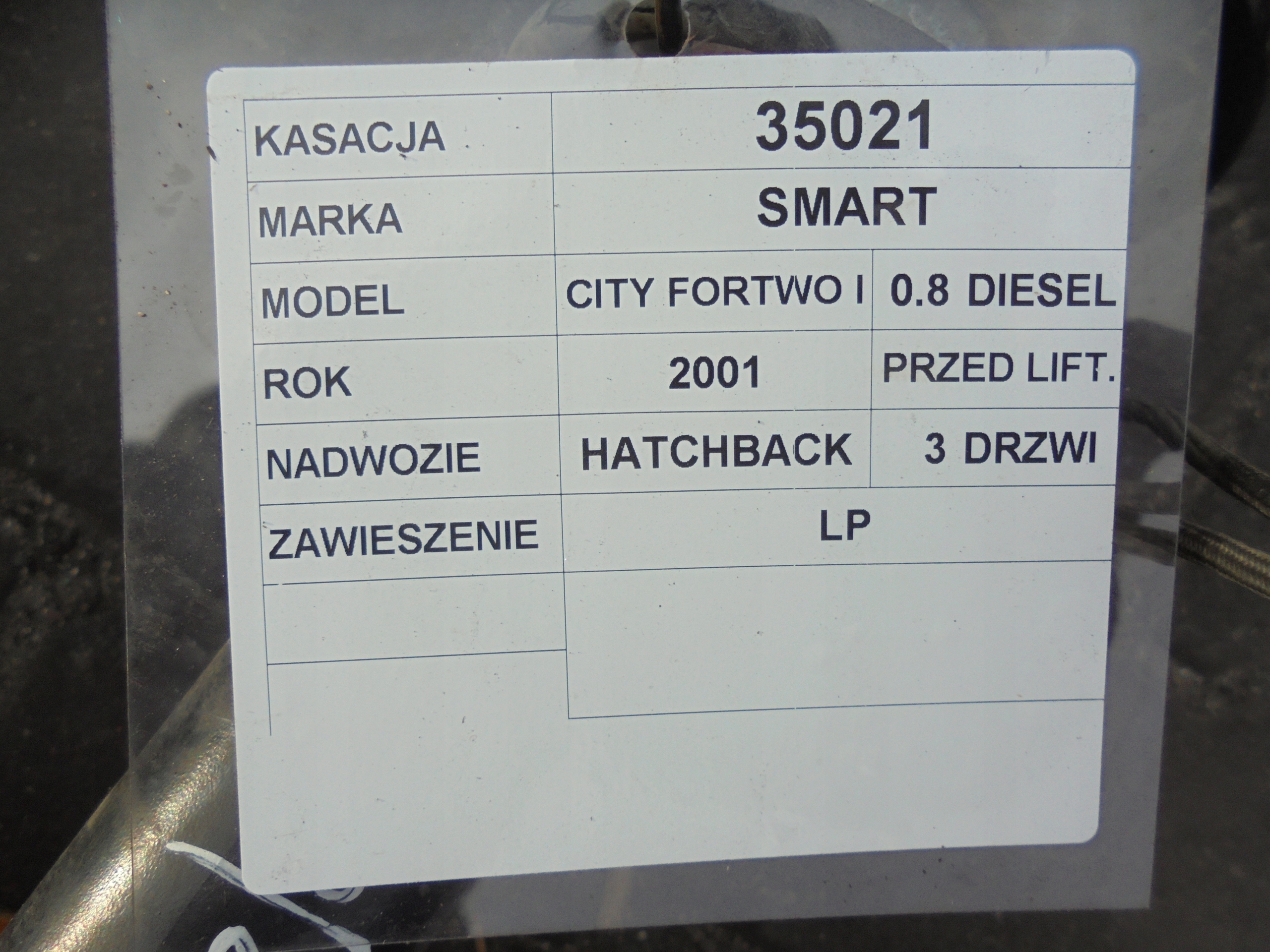 Zawieszenie mcpherson LP Smart Fortwo I 0 8D Version European