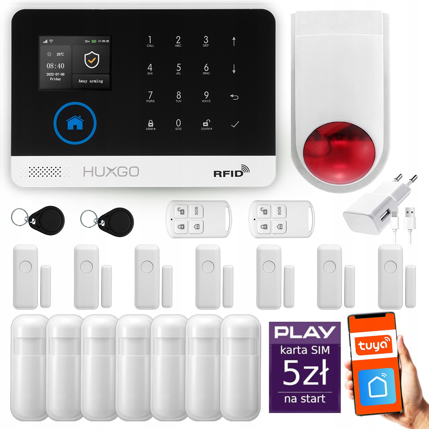 Bezdrátový alarm WiFi Gsm 4G, sada alarmu Huxgo HXA003 R7D7WS
