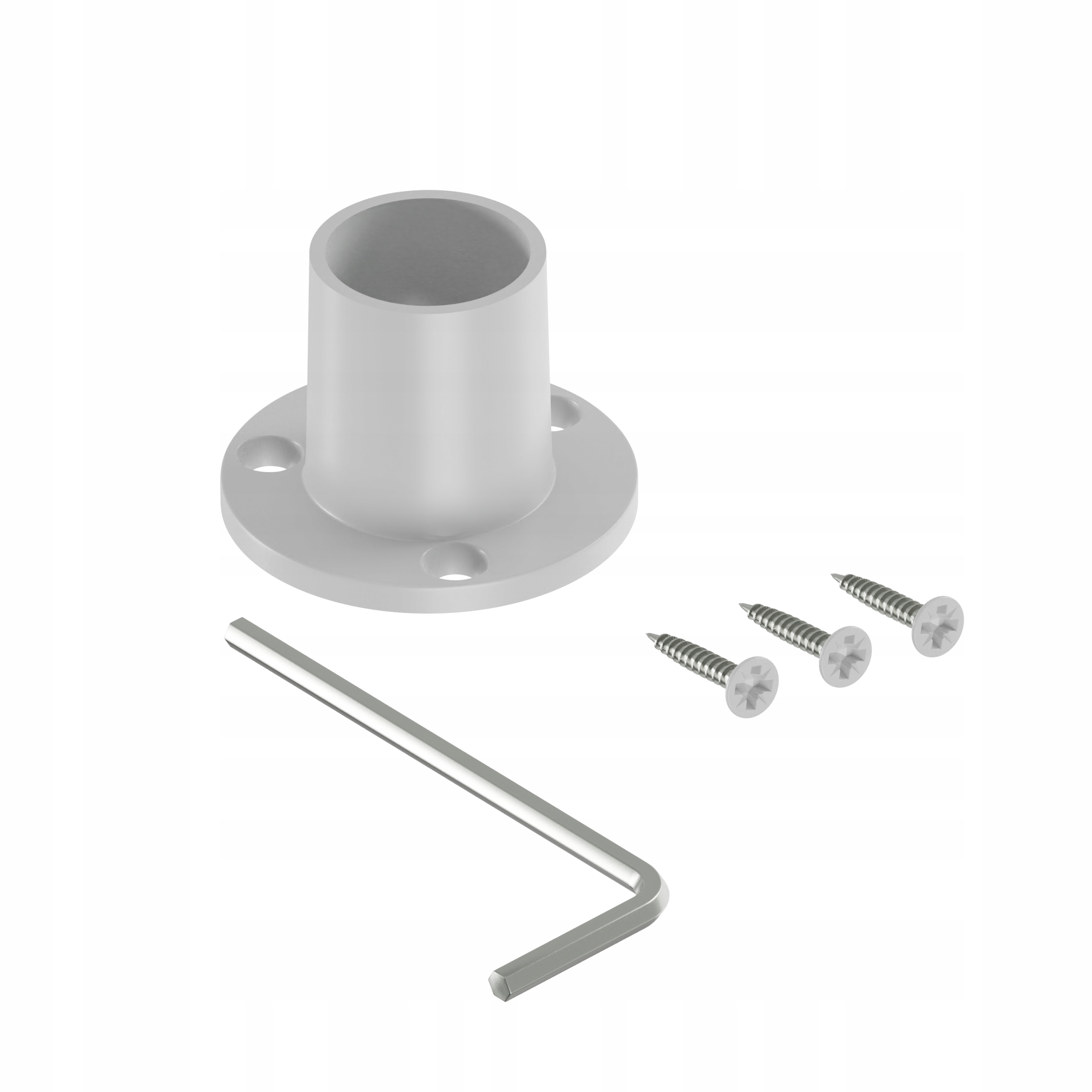 ROZETA DRĄŻKA DO SZAFY UCHWYT GARDEROBY fi 25 mm CLASSIC PRO II BIAŁY MAT