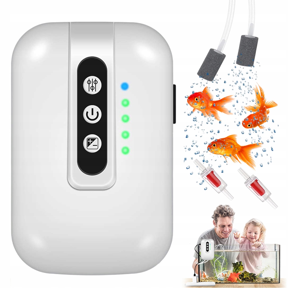Levně Provzdušňovač S Regulací Pro Akvárium, Tichá Kyslíková Pumpa, 2 Otvory, 2 W